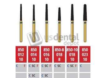 COLTENE Alpen FG #850R.018 Coarse  Grit , Round End Taper Diamond Bur. Package of 5 Burs - # R850RC018FG