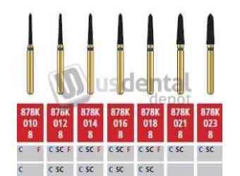 COLTENE Alpen FG #878K.014 Coarse  Grit , Curettage/Pointed Taper Diamond Bur. Package - # R878KC014B