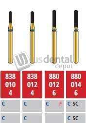 COLTENE Alpen FG #838.010 Coarse  Grit , Round End Cylinder Diamond Bur. Package of 5 Burs - # R838C010FG