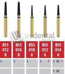 COLTENE Alpen FG #851.016 Coarse  Grit , Round End Taper Diamond Bur. Package of 5 Burs - # R851C016FG