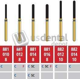 COLTENE Alpen FG #881.012 Coarse  Grit , Round End Cylinder Diamond Bur. Package of 5 Burs - # R881C012FG