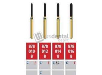 COLTENE Alpen FG #878.010 Coarse  Grit , Beveled Cylinder Diamond Bur. Package of 5 Burs - # R878C010FG