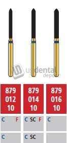 COLTENE Alpen FG #879.012 Fine  Grit , Beveled Cylinder Diamond Bur. Package of 5 Burs - # R879F012FG