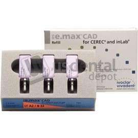 IVOCLAR VIVADENT - IPS e.max CAD Blocks LT, Size B32 Shade A2 3pk . For CAD/CAM dental - #648205