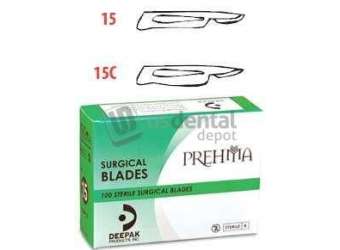 KEYSTONE Prehma #15C Sterile Stainless Steel Surgical Scalpel Blade, Single Use, Box - # 3001T-15C