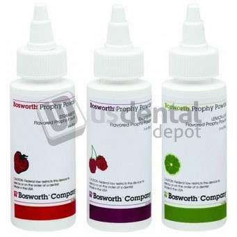 KEYSTONE Bosworth Prophy Powder - Tri-Pack: 3oz. each flavor :  Lemon-Lime, Raspberry - 9ozin total #16636