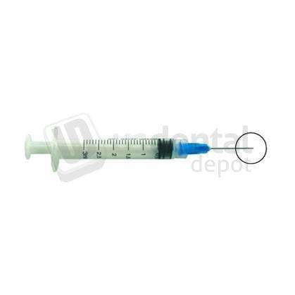 PAC-DENT - Pac-Dent Irrigation luer-lock 3cc Syringes with 23 gauge 1in  bendable BLUE - # 244