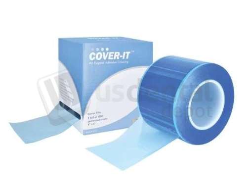 PAC-DENT - Pac-Dent 4in  x 6in  Barrier Film - BLUE, with Adhesive Back. Roll of 1200 - # C101B