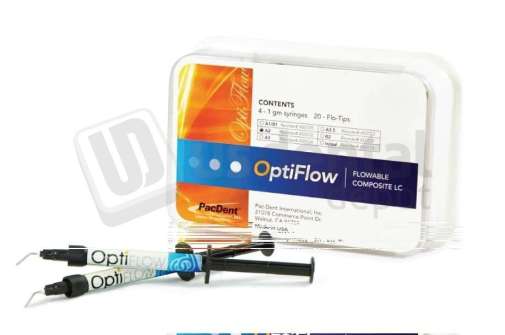 PAC-DENT - OptiFlow Flowable Composites, Shade B2, package of 4 x 1 gm syringes and 20 needle tips - # 450107