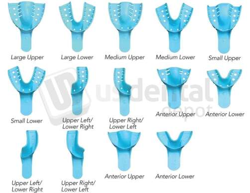 PAC-DENT - Opti-Tray Disposable Upper Anterior Perforated Impression Tray, LIGHT BLUE - # 419