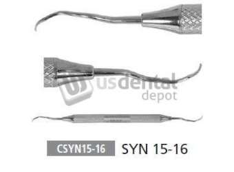 OSUNG  SYN 15-16 double end curette with a round stainless steel handle - #CSYN15-16