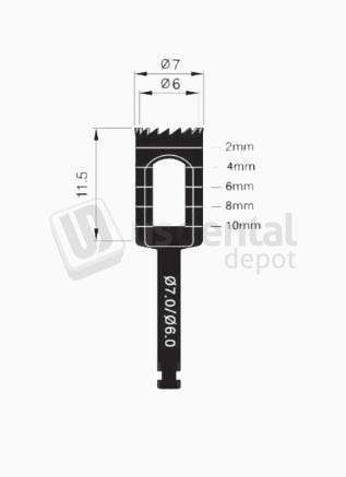 OSUNG  Trephine Bur, B7. For harvesting bonein autogenous bone graft placement - #TPHB-B7