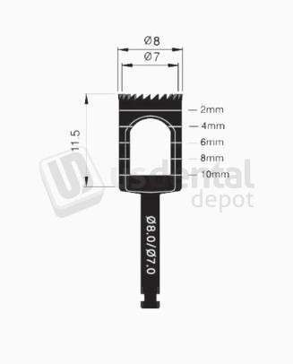 OSUNG  Trephine Bur, B8. For harvesting bone in autogenous bone graft placement - #TPHB-B8