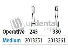 PREMIER Two Striper FG #245 Medium  Grit  Operative Diamond Bur. Pack of 5 - #2013251