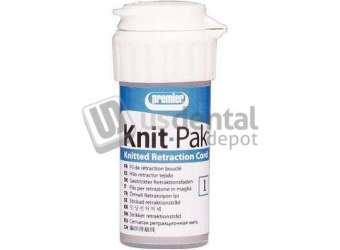 PREMIER Knit-Pak Size #1 Knitted Plain Retraction Cord, Non-impregnated 100in Cotton - #9007554