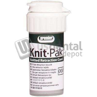 PREMIER Knit-Pak Size #000 Knitted Plain Retraction Cord, Non-impregnated 100in Cotton - #9007551