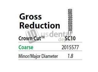 PREMIER Two Striper FG #SC10 Gross reduction  Coarse Diamond Bur, Crown Cut. Pack of 5 - #2015577