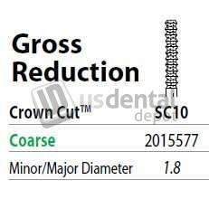 PREMIER Two Striper FG #SC10 Gross reduction  Coarse Diamond Bur, Crown Cut. Pack of 5 - #2015577