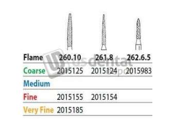 PREMIER Two Striper FG #261.8 Fine Diamond Burs, Flame shaped. Pack of 5 - #2015154