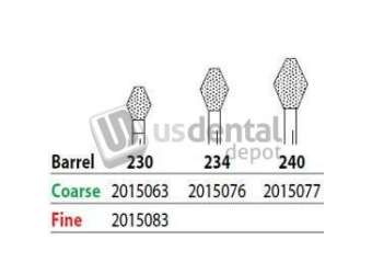 PREMIER Two Striper FG #230 Coarse Barrel shaped Diamond Bur. Pack of 5 - #2015063