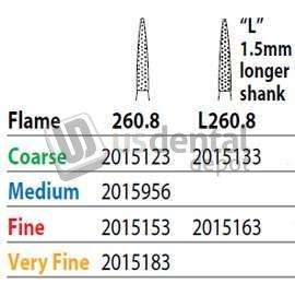 PREMIER Two Striper FG #260.8 Coarse Diamond Burs, Flame shaped. Pack of 5 - #2015123