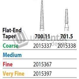 PREMIER Two Striper FG 700.11 Coarse Grit  Diamond Burs, Flat-End Taper. Pack of 5 - #2015337