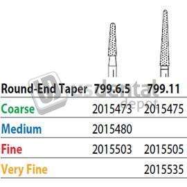 PREMIER Two Striper FG 799.6.5 Coarse Grit Diamond  Bur Round-End Taper. Pack of 5 - #2015473