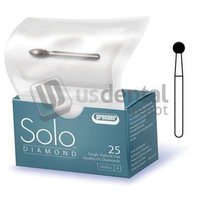 PREMIER Solo #0123 (801.023) Coarse  Grit , Ball Shaped Diamond Bur, Single Use. Package - #801023C