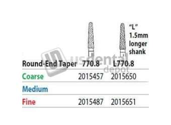 PREMIER Two Striper FG L770.8 Coarse  Grit , Round End Taper Diamond Bur. Package of 5 - #2015650