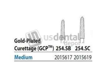 PREMIER Two Striper FG 254.SC Medium Diamond Burs, Gold-Plated Curettage, 10mm Cutting - #2015619