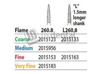 PREMIER Two Striper FG #260.8 Fine Diamond Burs, Flame shaped. Pack of 5 - #2015153