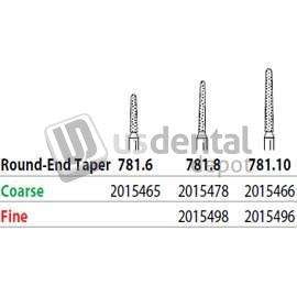 PREMIER Two Striper FG 781.10 Coarse Grit Diamond  Bur Round-End Taper. Pack of 5 - #2015466