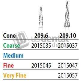 PREMIER Two Striper FG #209.10 Coarse Diamond Bur, Cone. Pack of 5 - #2015037