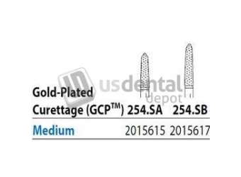 PREMIER Two Striper FG 254.SB Medium Diamond Burs, Gold-Plated Curettage, 8mm Cutting - #2015617