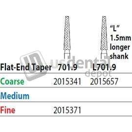 PREMIER Two Striper FG 701.9 Coarse Grit  Diamond Bur Flat-End Taper. Pack of 5 - #2015341