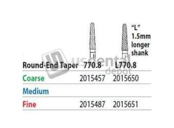 PREMIER Two Striper FG #770.8 Fine Diamond Bur Round-End Taper. Pack of 5 - #2015487