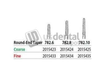PREMIER Two Striper FG 782.10 Fine Diamond Bur Round-End Taper. Pack of 5 - #2015435