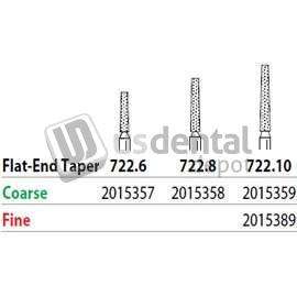 PREMIER Two Striper FG 722.10 Coarse Grit  Diamond Burs, Flat-End Taper. Pack of 5 - #2015359