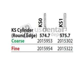 PREMIER Two Striper FG #575.7 Coarse Diamond Bur, KS1 Cylinder Round Edge. Pack of 5 - #2015302