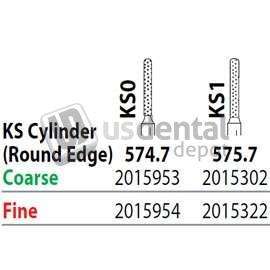 PREMIER Two Striper FG #575.7 Coarse Diamond Bur, KS1 Cylinder Round Edge. Pack of 5 - #2015302