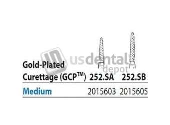 PREMIER Two Striper FG 252.SA Medium Diamond Burs, Gold-Plated Curettage, 7mm Cutting - #2015603