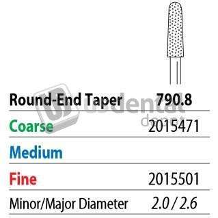 PREMIER Two Striper FG 790.8 Coarse Grit Diamond  Bur Round-End Taper. Pack of 5 - #2015471