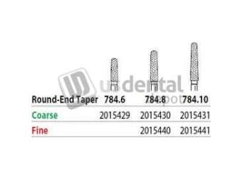 PREMIER Two Striper FG 784.10 Fine Diamond Bur Round-End Taper. Pack of 5 - #2015441