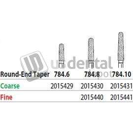 PREMIER Two Striper FG 784.10 Fine Diamond Bur Round-End Taper. Pack of 5 - #2015441