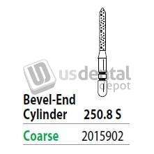 PREMIER Two Striper ShortCut FG 250.8 S Coarse Diamond Bur Cylinder Bevel-End, Short - #2015902