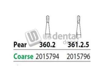 PREMIER Two Striper FG 360.2 Coarse Diamond Bur, Pear. Pack of 5 - #2015794