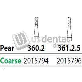 PREMIER Two Striper FG 360.2 Coarse Diamond Bur, Pear. Pack of 5 - #2015794