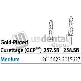 PREMIER Two Striper FG 257.SB Medium Diamond Burs, Gold-Plated Curettage, 8mm Cutting - #2015623