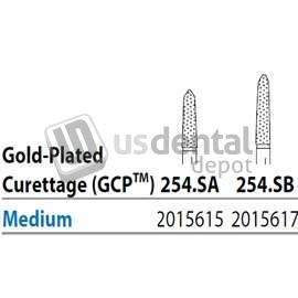 PREMIER Two Striper FG 254.SA Medium Diamond Burs, Gold-Plated Curettage, 7mm Cutting - #2015615