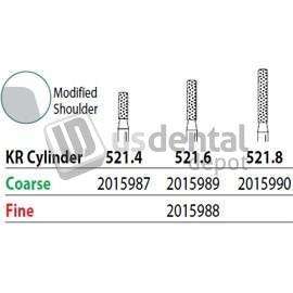 PREMIER Two Striper FG #521.6 KR Cylinder Fine Diamond Bur, Pack of 5. KR Modified - #2015988